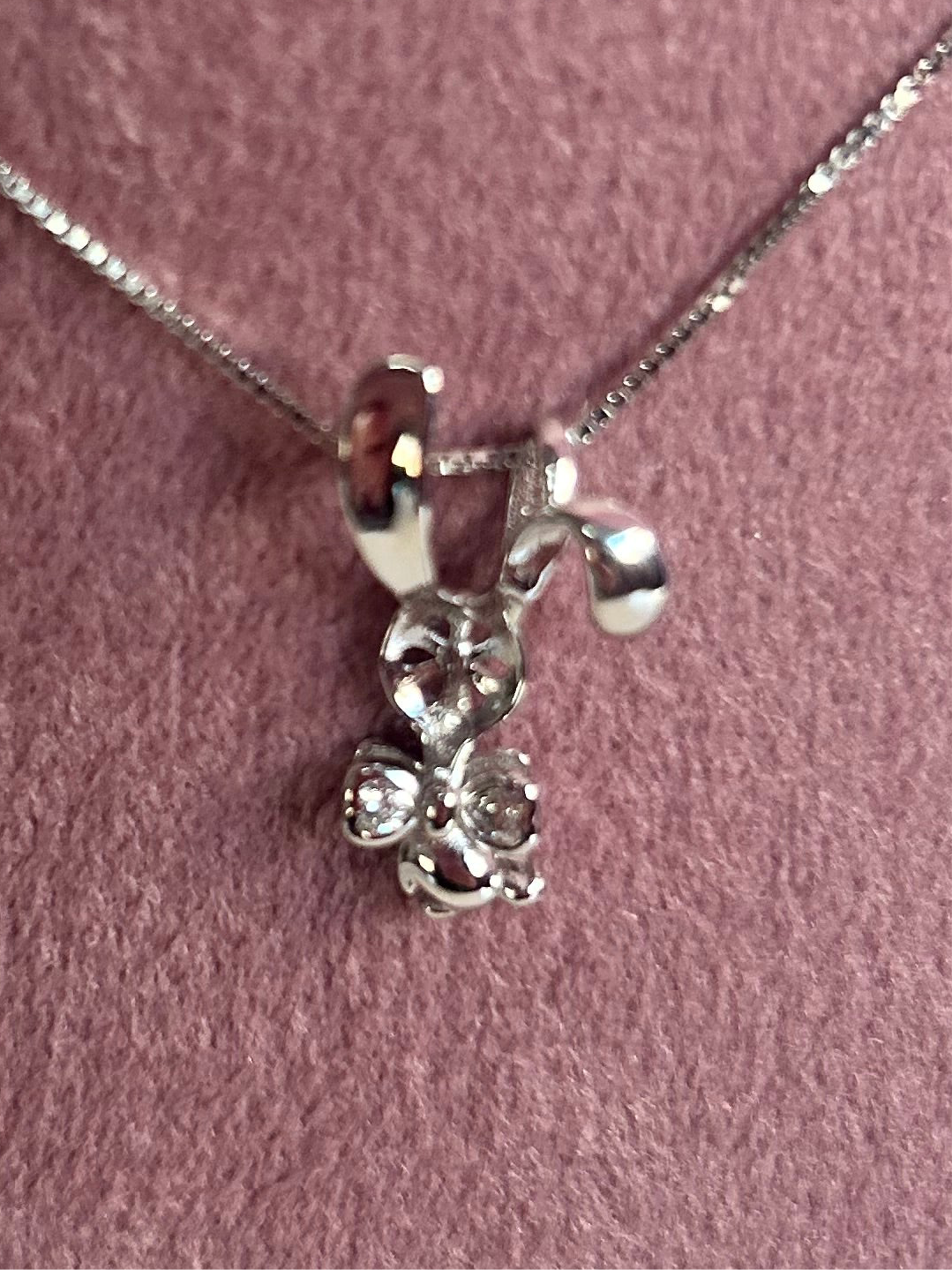 Sterling silver pink cubic zirconia cute bunny mount