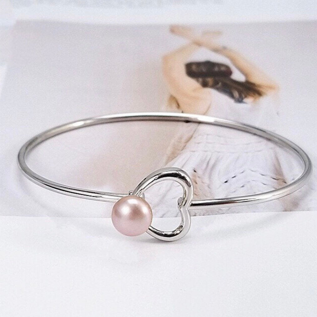 Sterling silver heart bangle