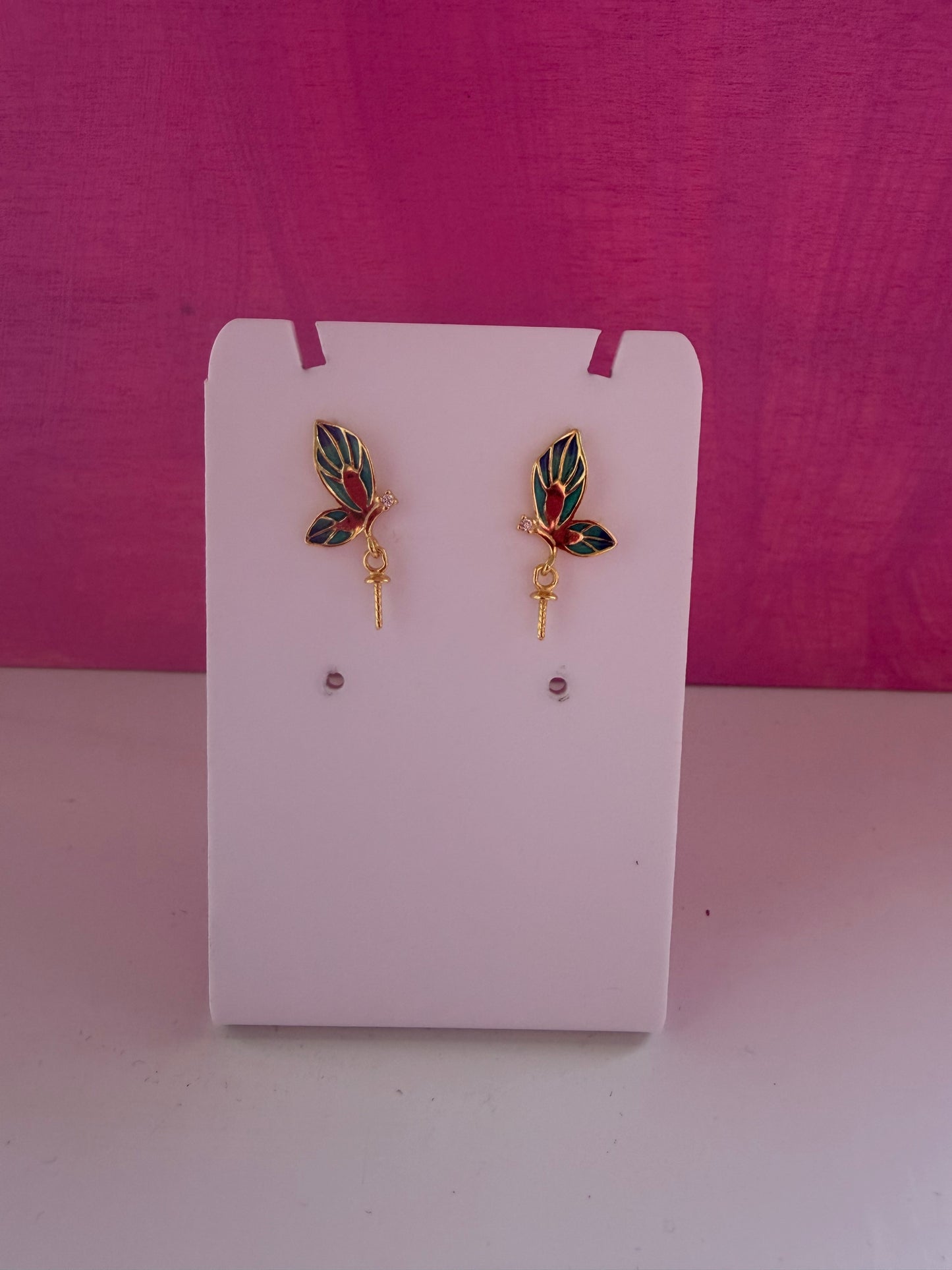 Sterling silver gold plated butterfly drop earrings