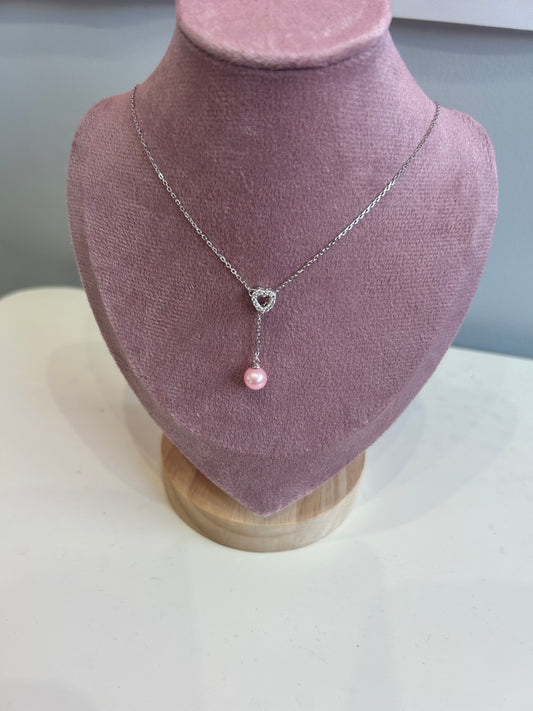 Sterling silver cubic zirconia heart adjustable drop chain