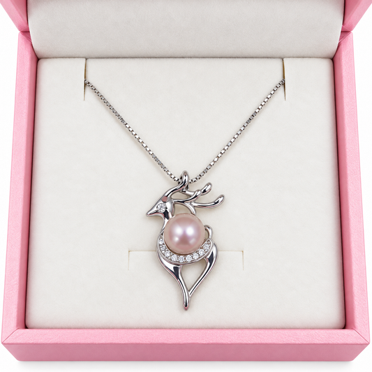 140 Sterling silver pre mounted reindeer pendant
