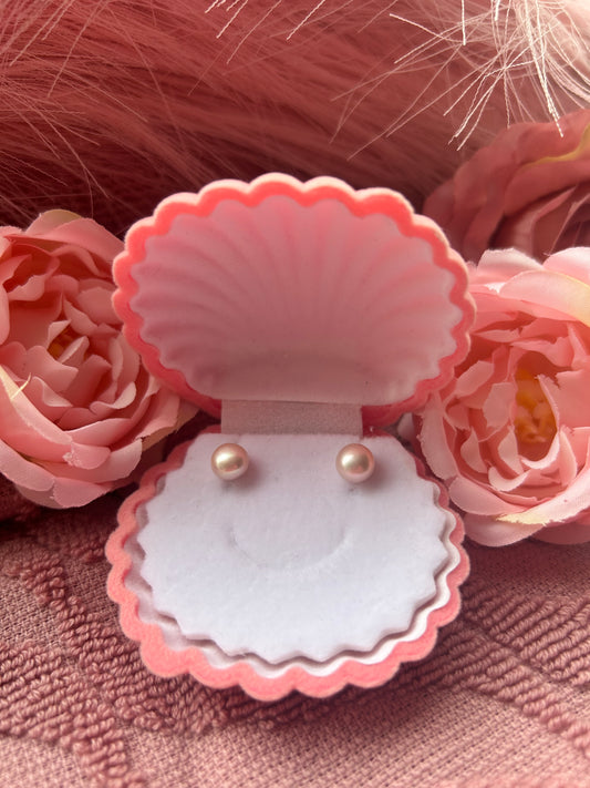 Sterling silver 6mm classic lavender button pearl stud earrings