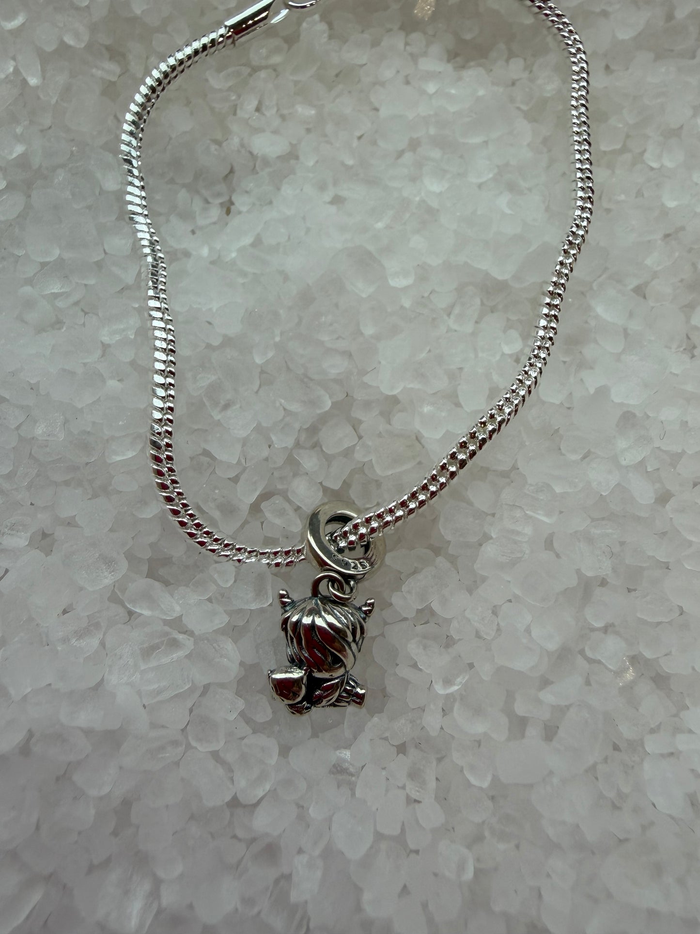 Silver plated mother and baby cute highland cow bracelet