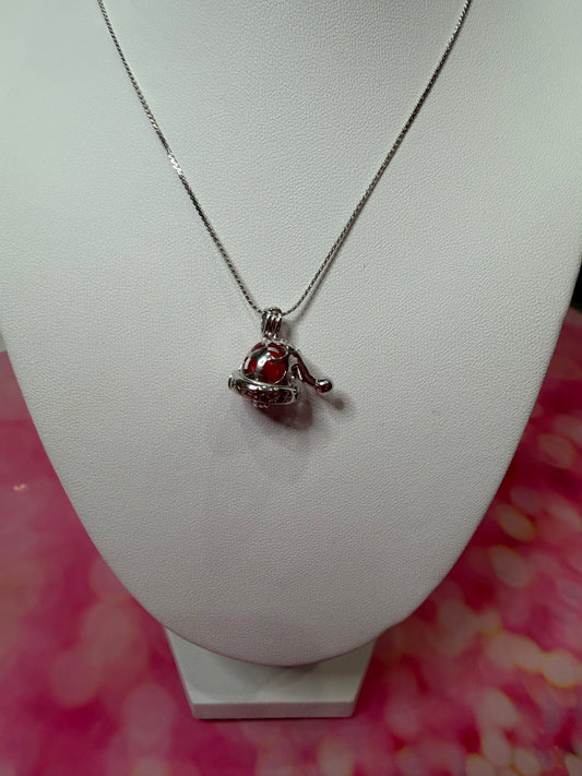 Sterling silver Santa hat cage pendant