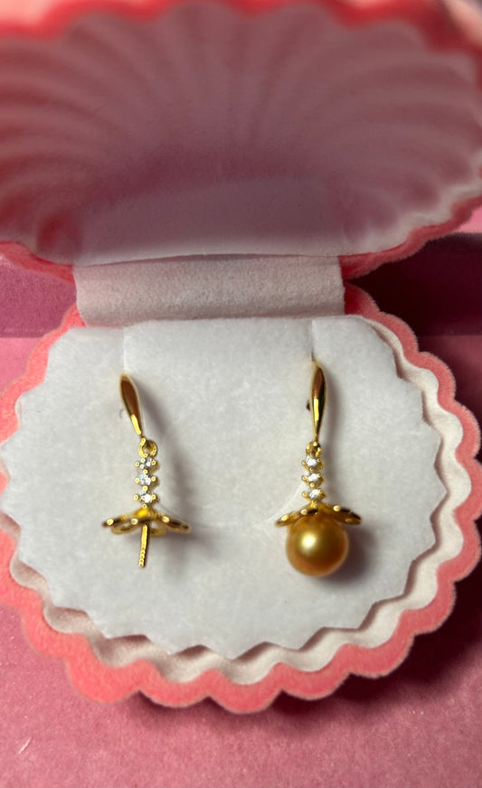 Sterling silver gold plated flower drop earrings