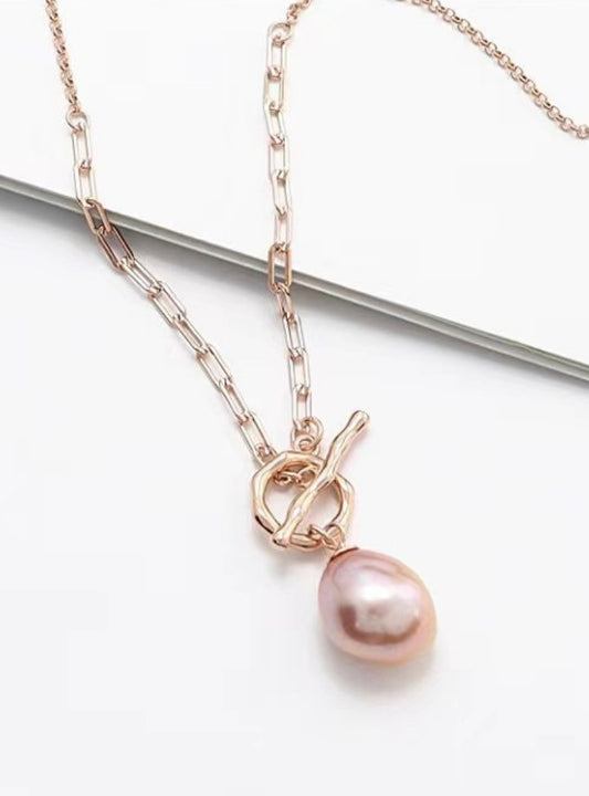 Sterling silver gold plated toggle necklace