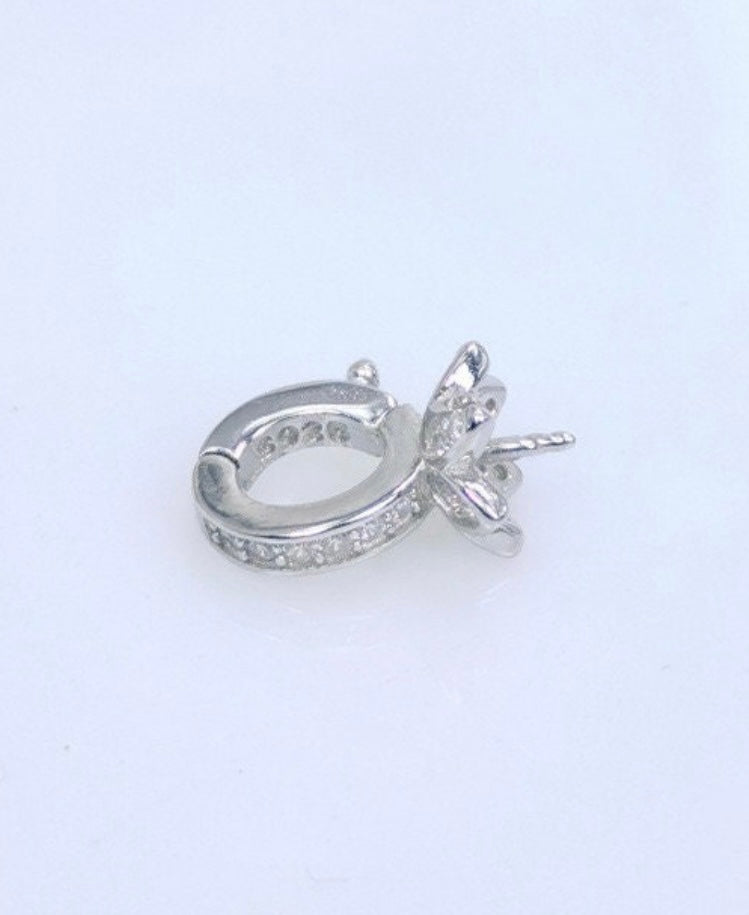 Sterling silver pearl mount for charm bracelet