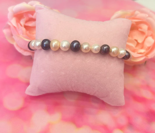 Peach, purple and white potato pearl bracelet