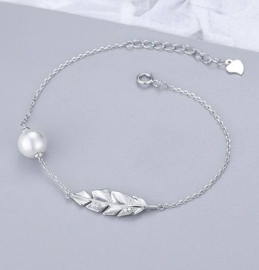 Sterling silver feather bracelet