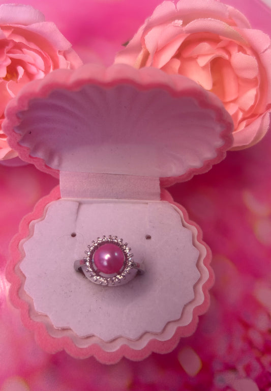 Silver plated cz round ring