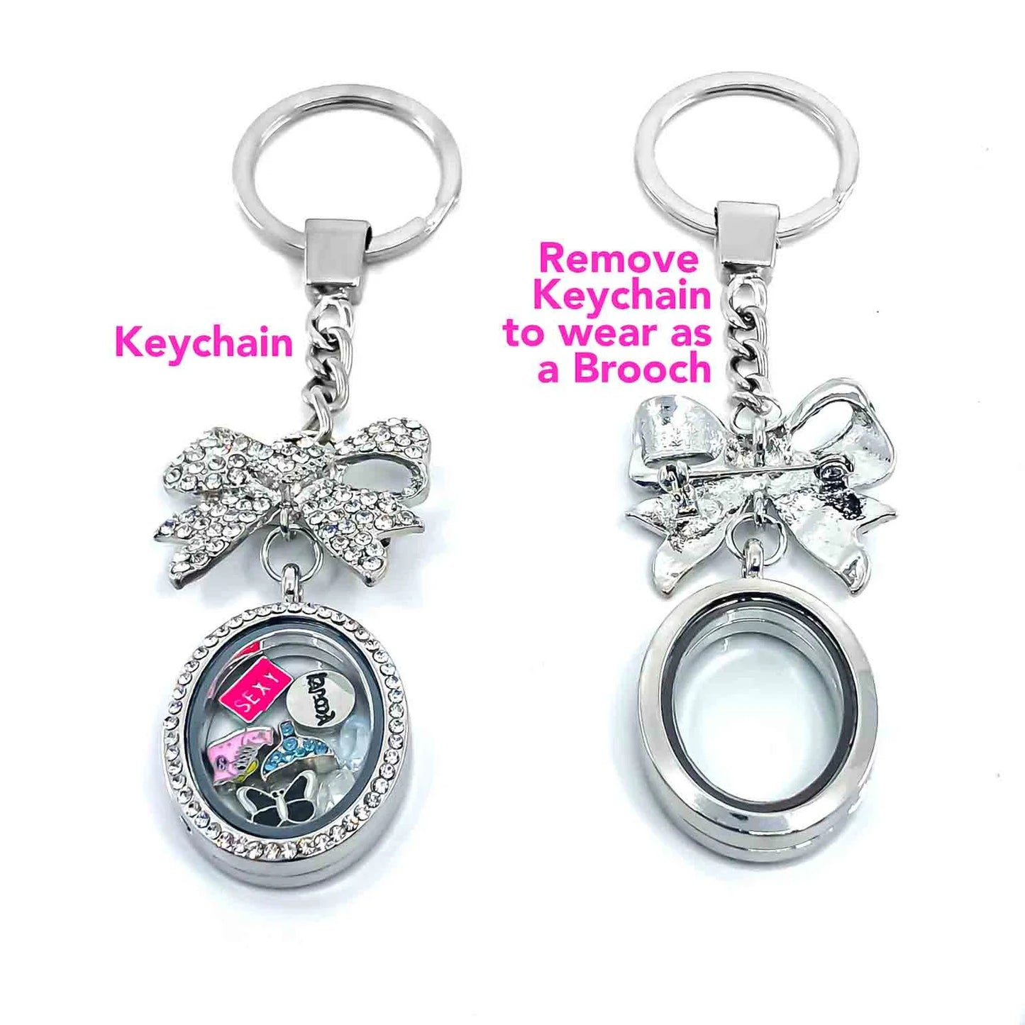 Glass locket keychain/broach