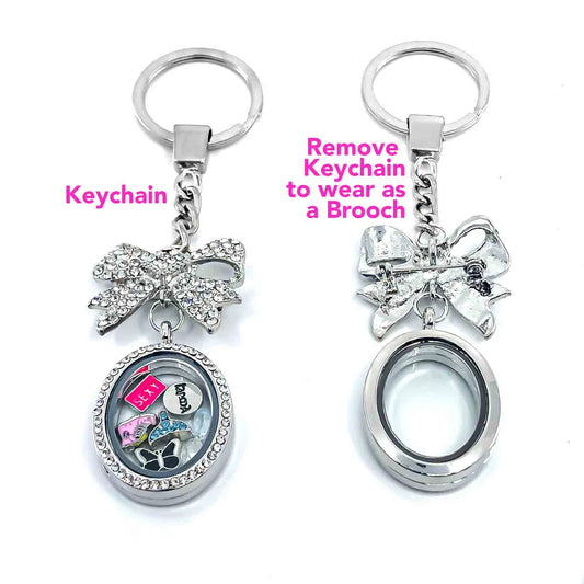 Glass locket keychain/broach