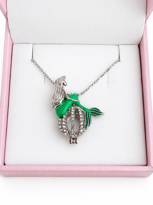 Plated mermaid cage pendant