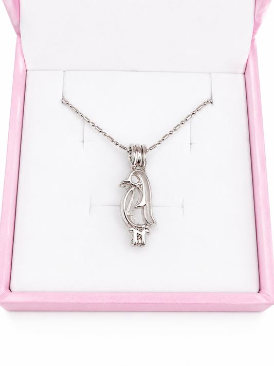 Plated Penguin Cage Pendant