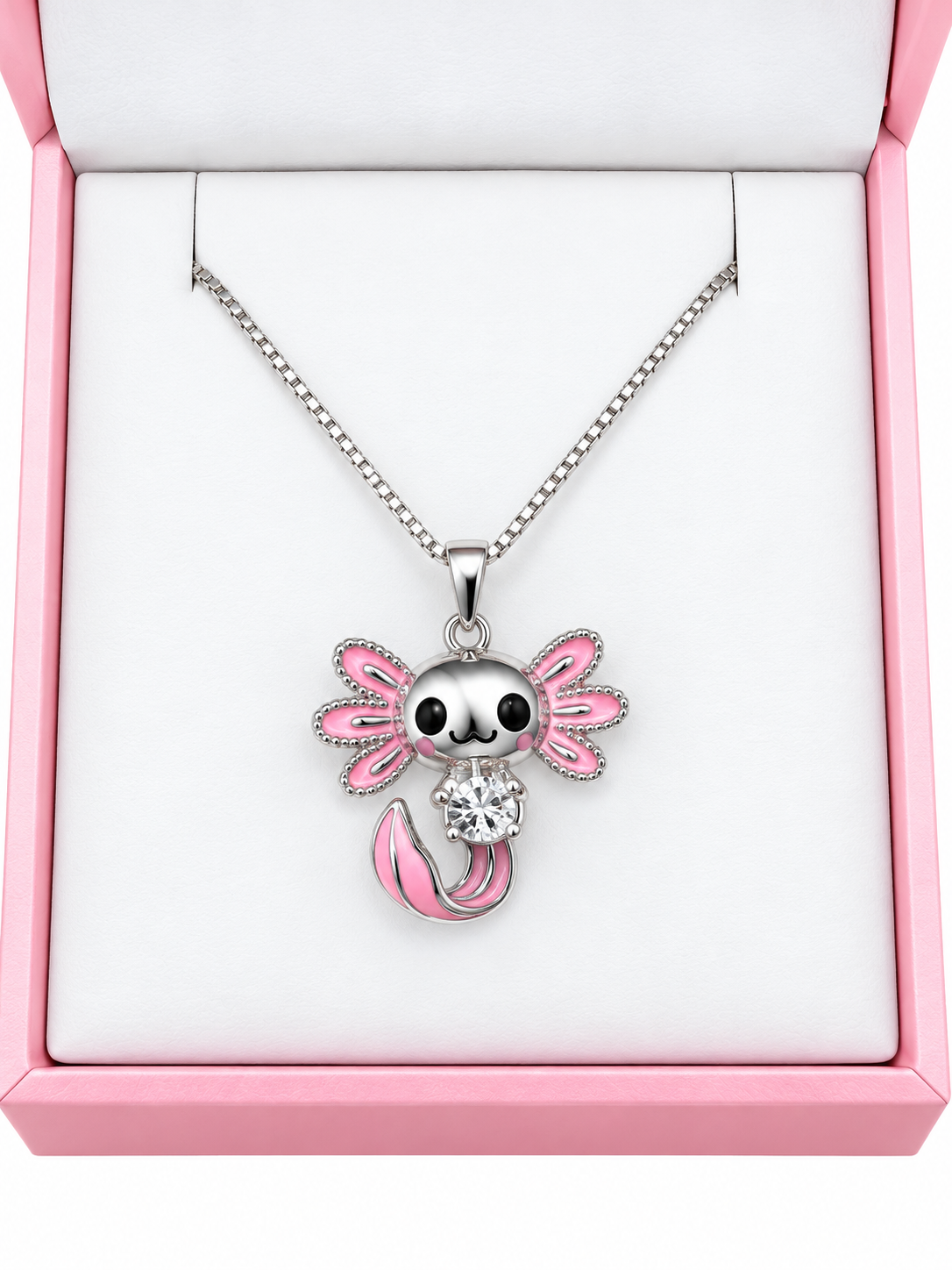 Sterling silver axolotl mounted pendant