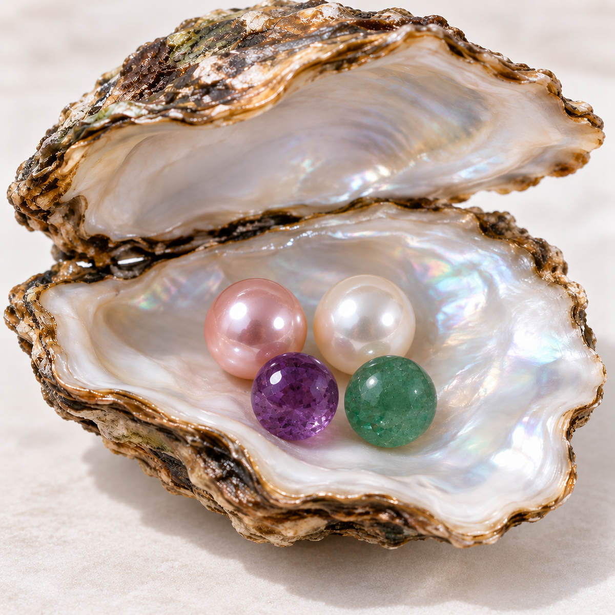 Pearl and gemstone oyster