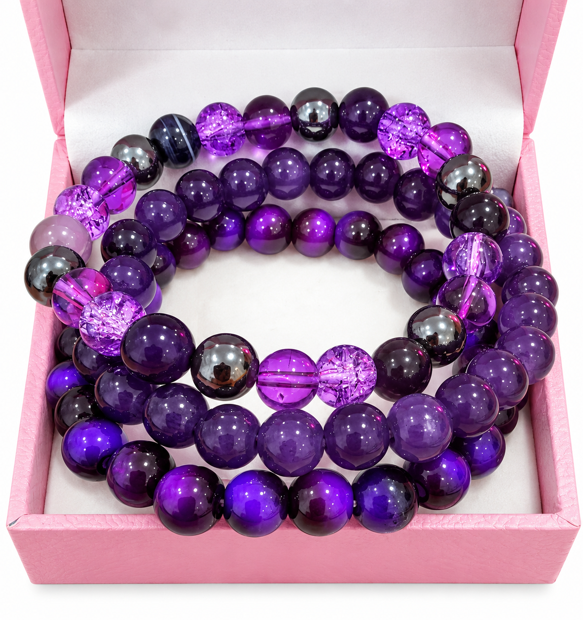 Purple amethyst bracelet set