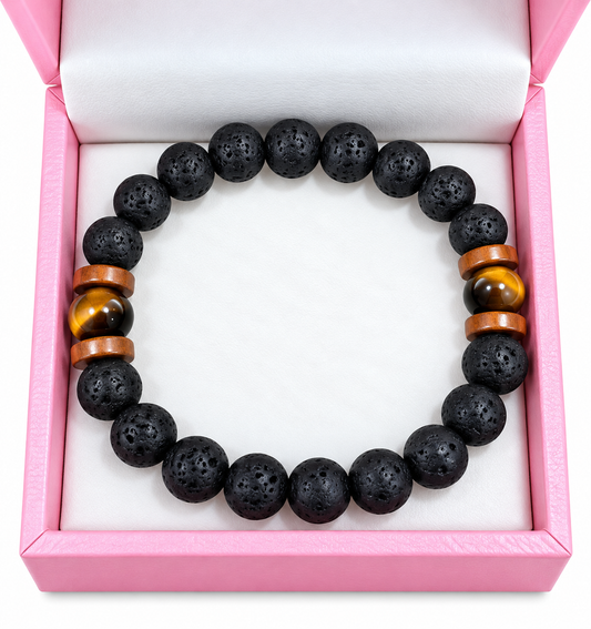 Lava stone and tiger eye 8 mm bracelet