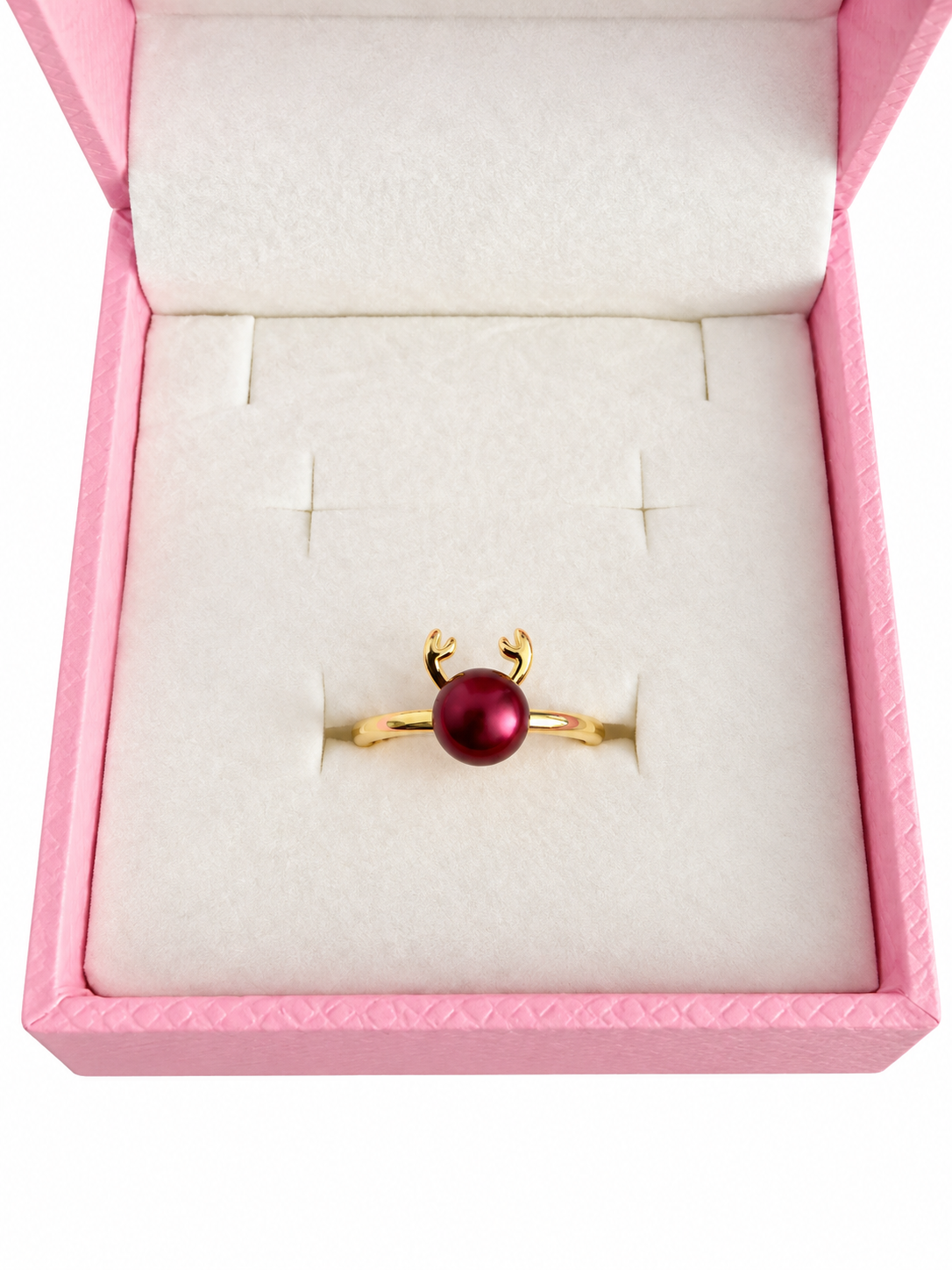 Sterling silver gold plated reindeer ring