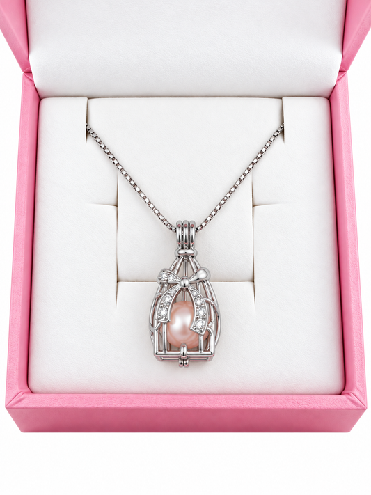 Sterling silver bottle of luck cage pendant