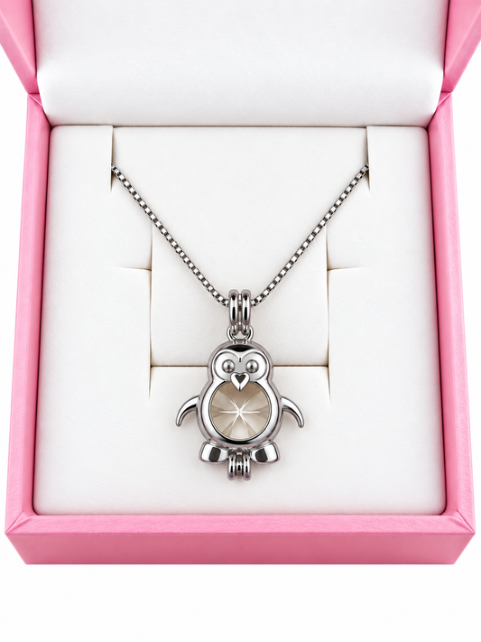Sterling silver penguin cage pendant