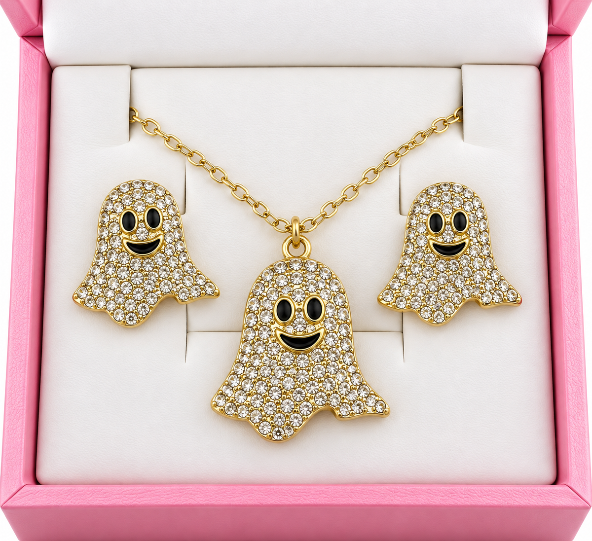 Fun stainless steel earrings and pendant set
