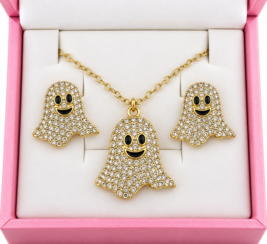 Fun stainless steel earrings and pendant set