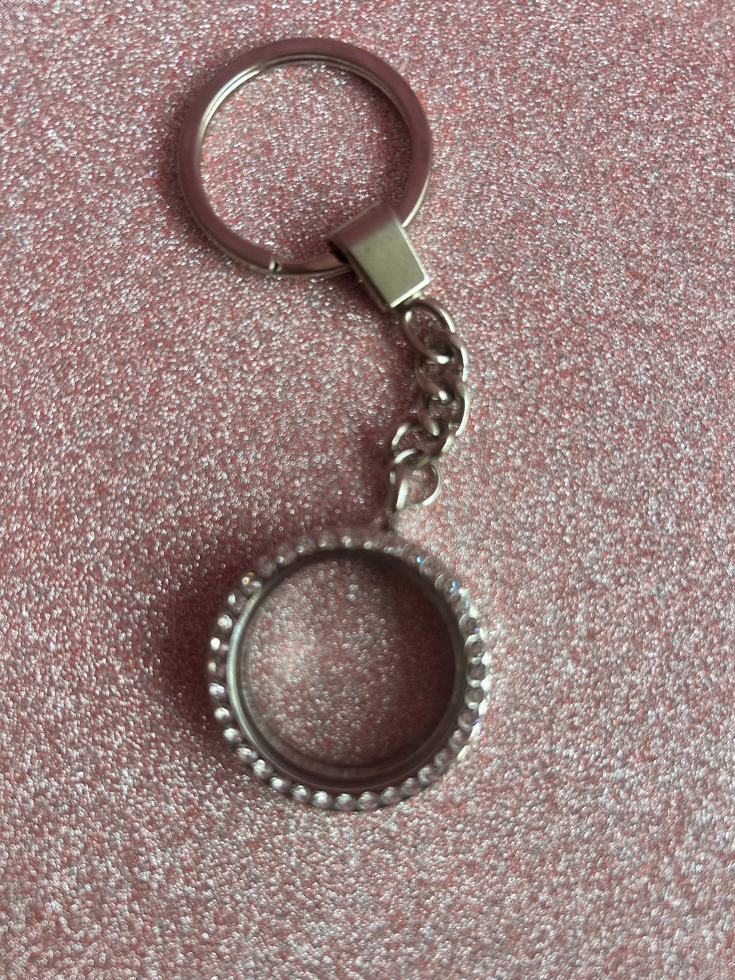 Silver rhinestone keychain locket
