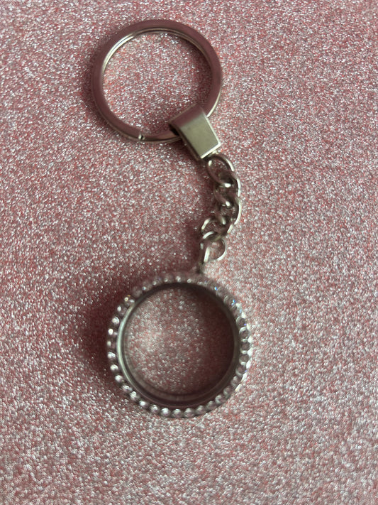 Silver rhinestone keychain locket