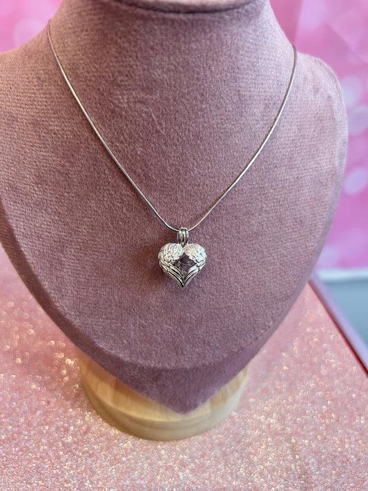 Sterling silver angel wings cage pendant