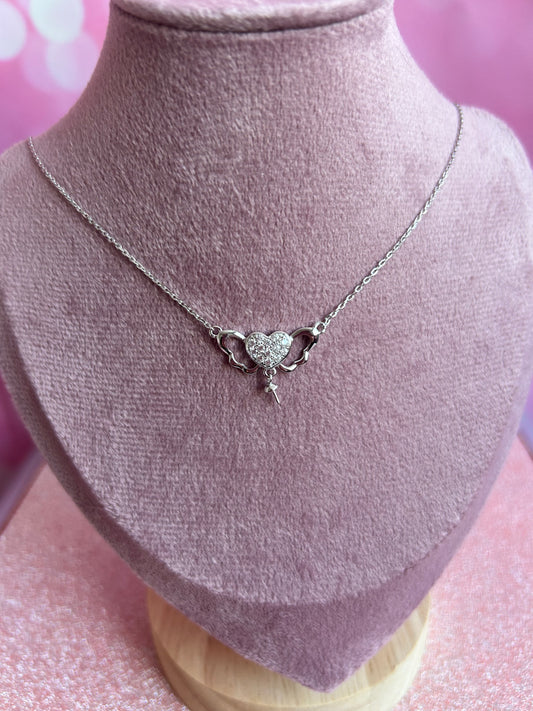Sterling silver cubic zirconia heart and wings mount