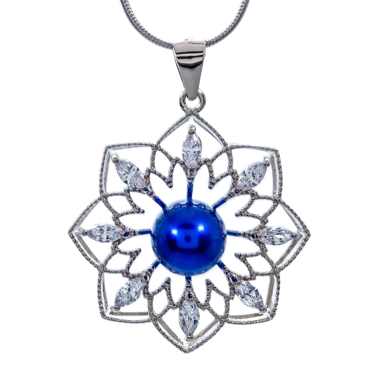 Sterling silver cubic zirconia flower mount