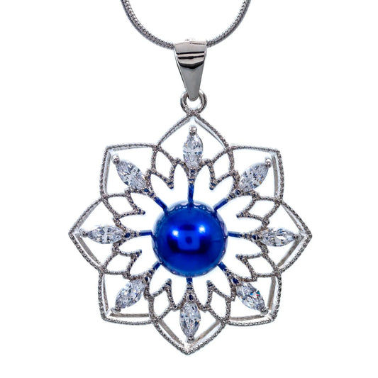 Sterling silver cubic zirconia flower mount