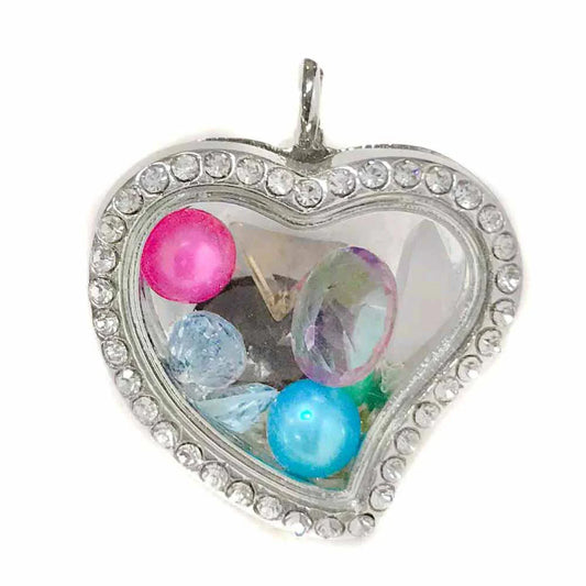 Stainless steel glass heart pendant locket