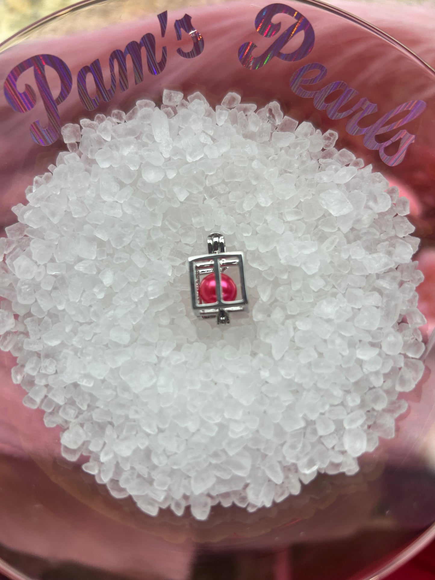 Silver plated box cage pendant