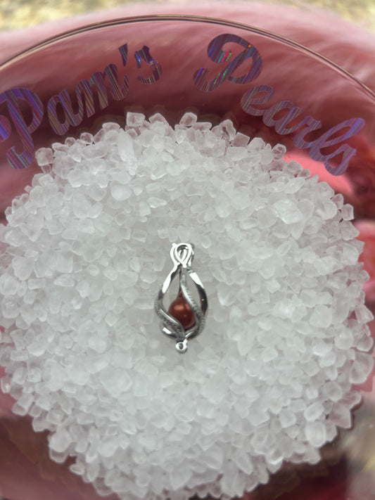 Silver plated water drop cage pendant