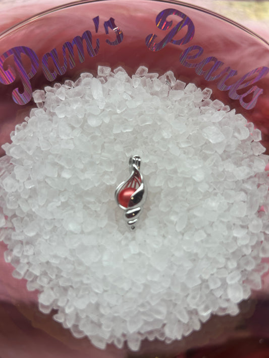Sterling silver seashell cage pendant