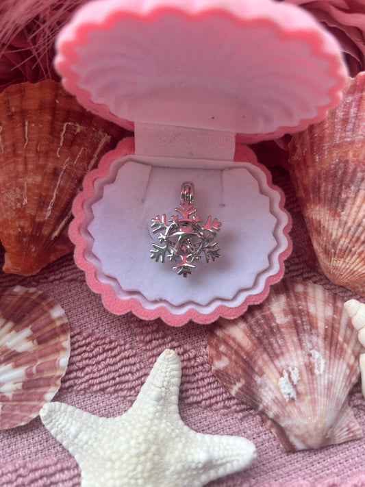 Silver plated snowflake cage pendant