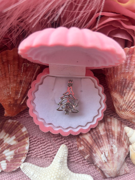 Silver plated Christmas tree cage pendant
