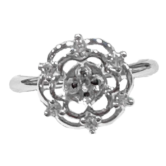 Sterling silver adjustable  halo spinner ring