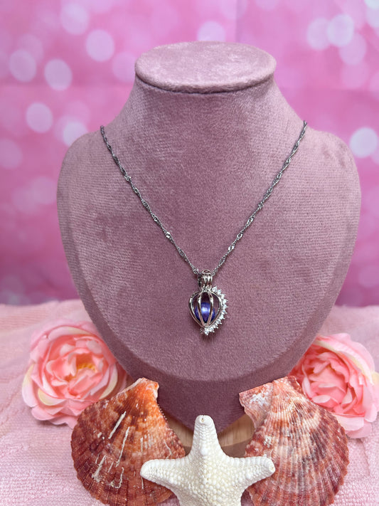 Silver plated round cage with cubic zirconia