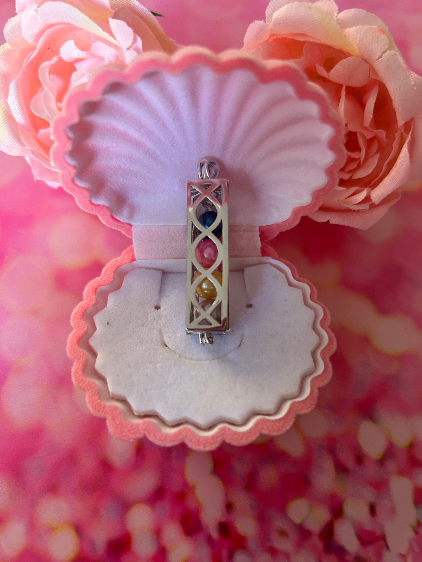 Sterling silver tower cage pendant