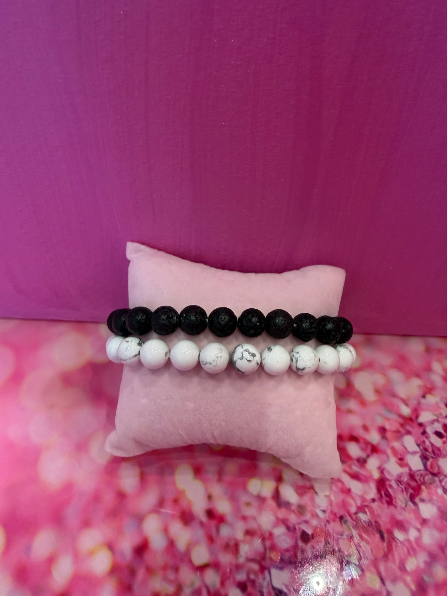 Lava stone and howlite gemstone bracelet