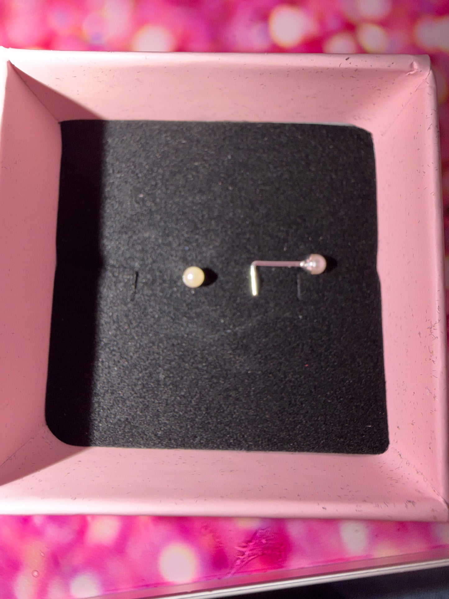 Sterling silver faux pearl nose stud