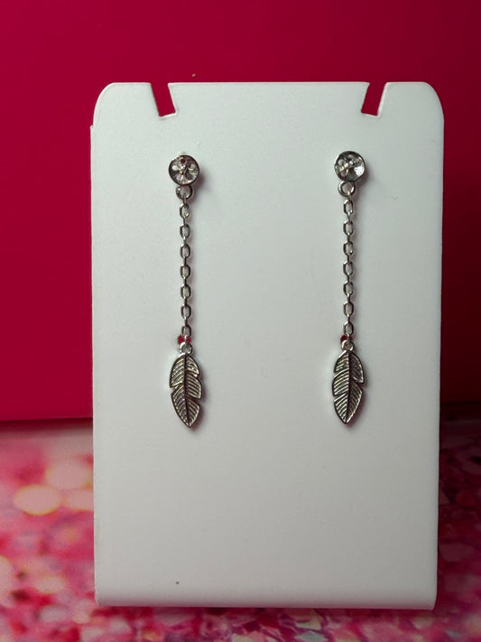 Sterling silver feather dangle earrings