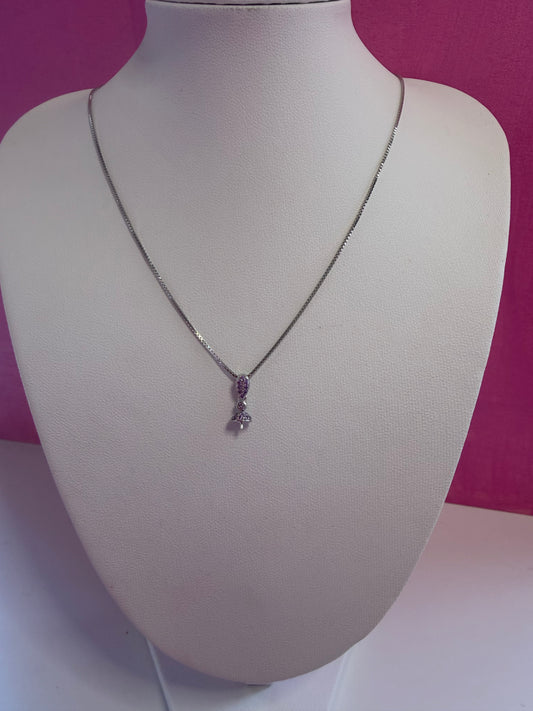 Sterling silver lilac drop pendant (with lilac cubic zirconia)