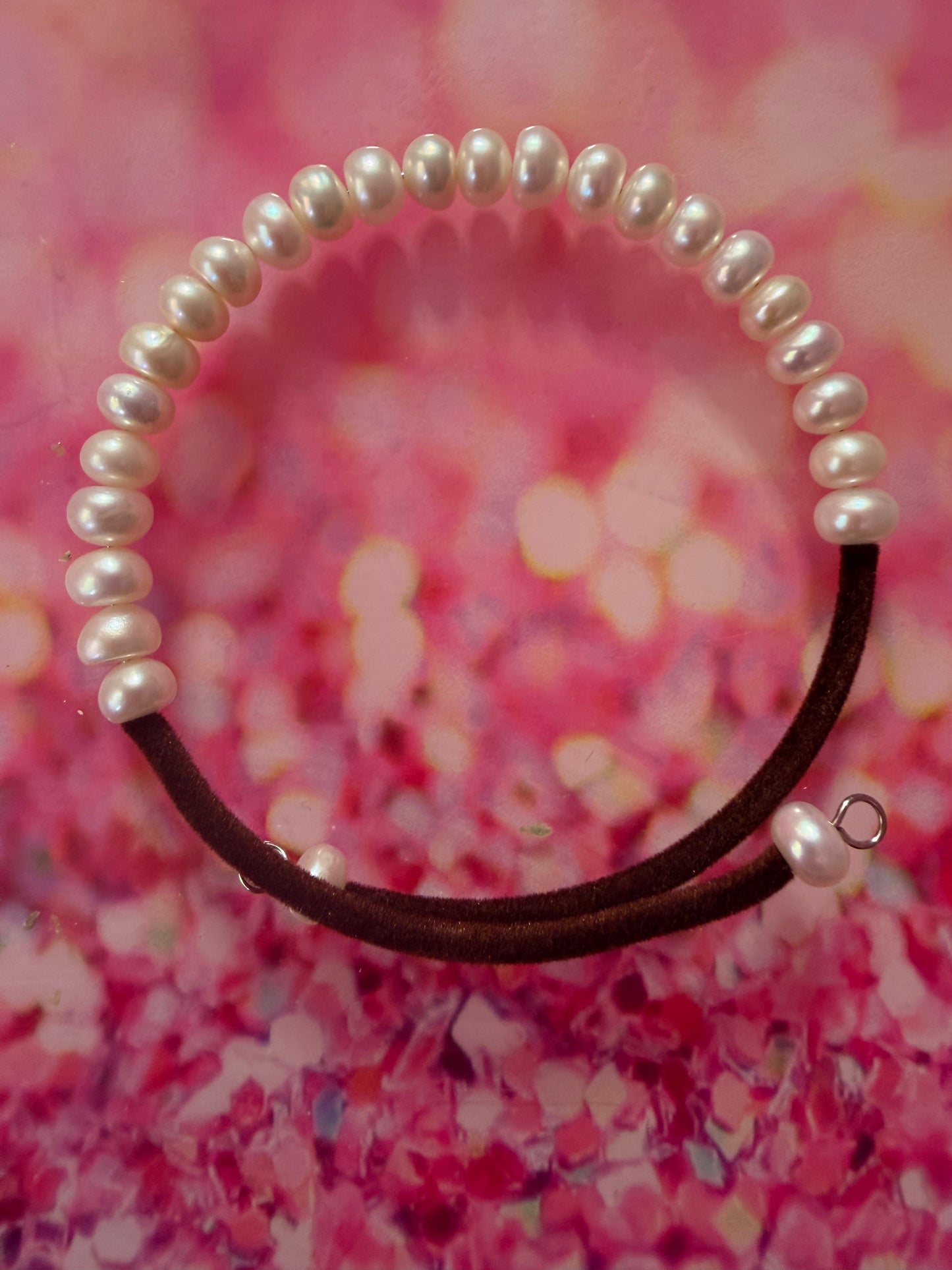 White rice pearl cord bracelet