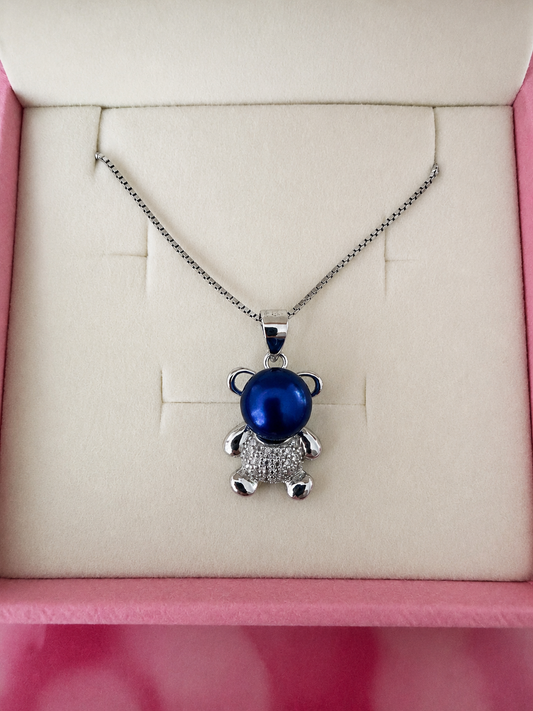 Sterling silver teddy bear mounted pendant