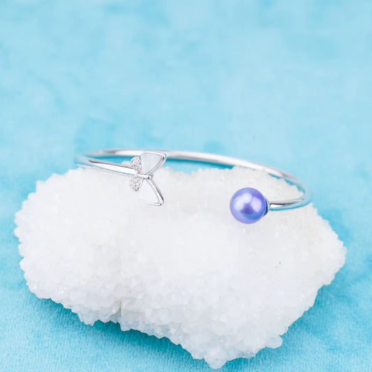 Sterling silver mother of pearl bangle