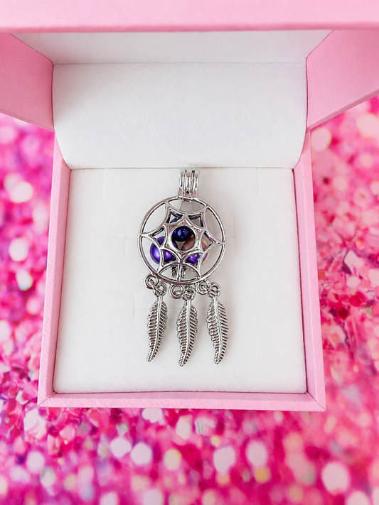Plated larger dream catcher cage pendant